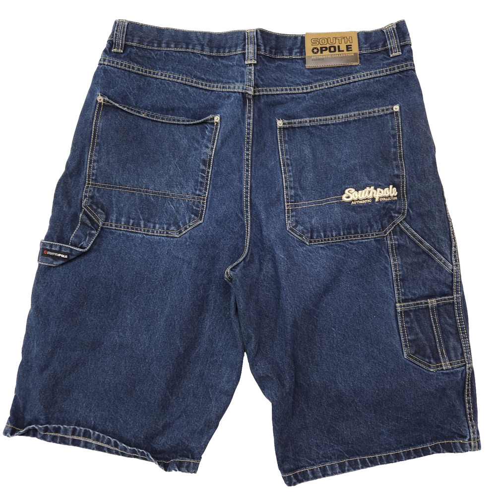Southpole Carpenter Shorts Men's Size 42 Dark Wash Embroidered Baggy Loose Jorts